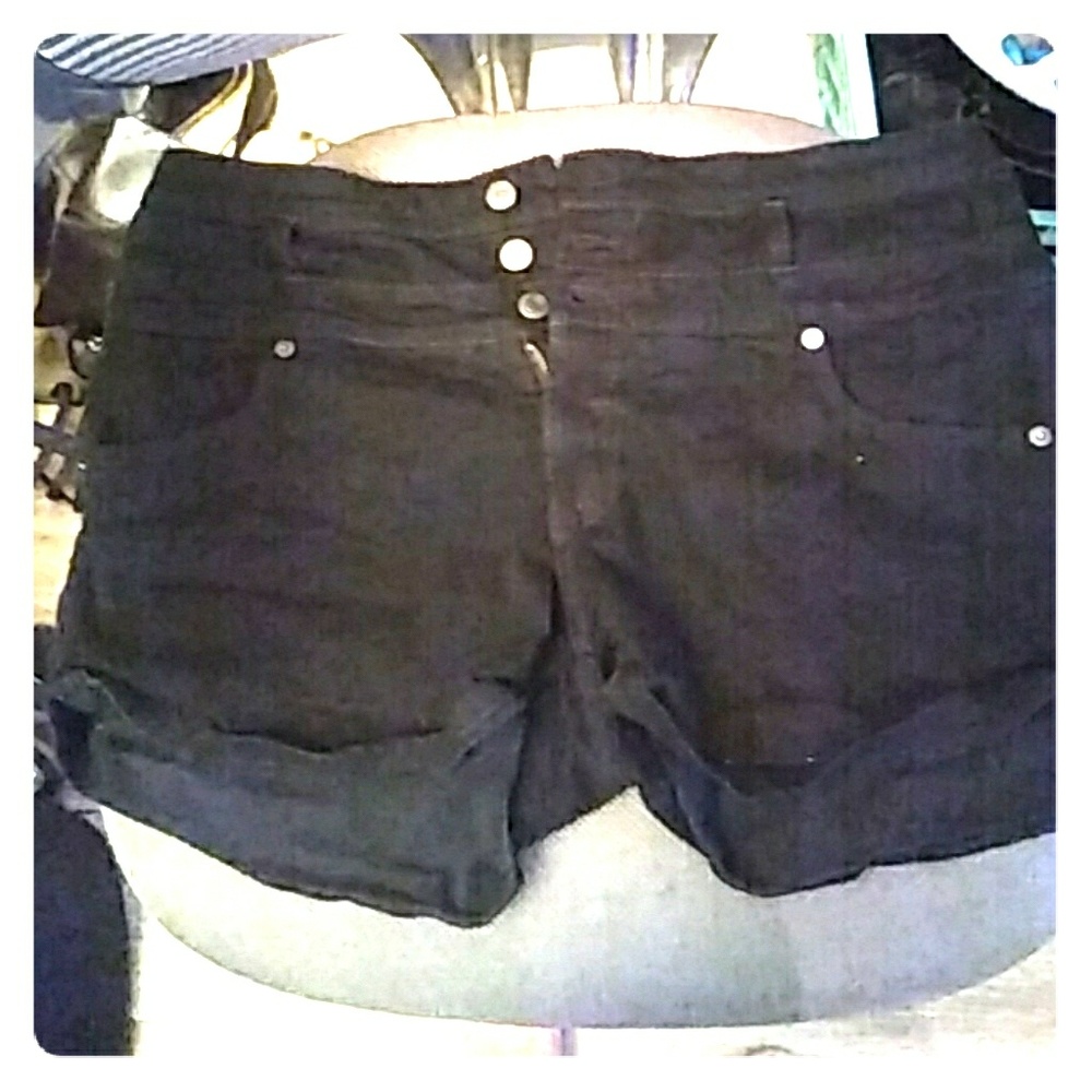 Black jean shorts